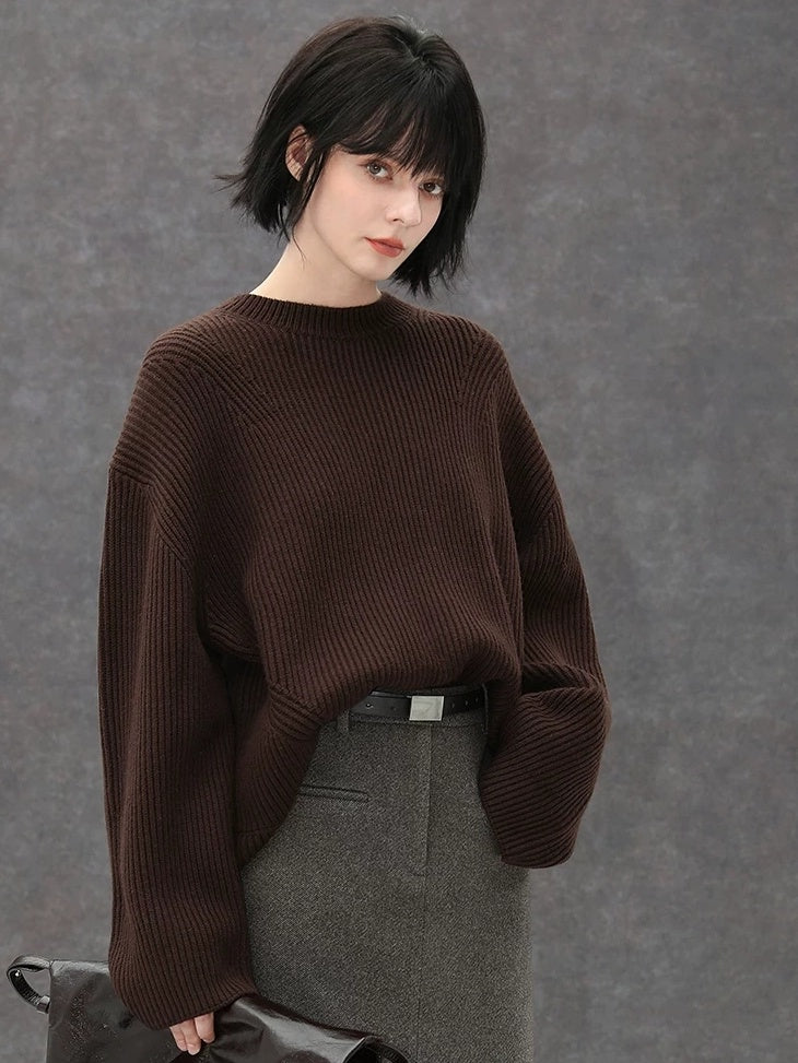 COCOBELLA Thick Acrylic Blend Textured Stitch Straight Fit Office Women Knit Sweater