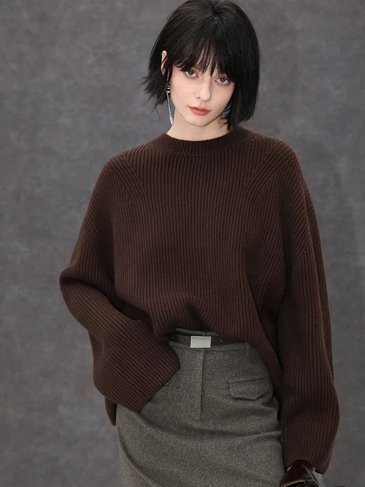 COCOBELLA Thick Acrylic Blend Textured Stitch Straight Fit Office Women Knit Sweater