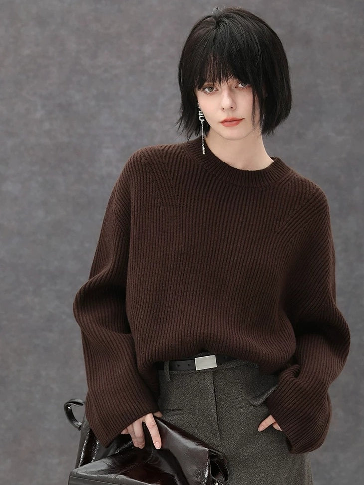 COCOBELLA Thick Acrylic Blend Textured Stitch Straight Fit Office Women Knit Sweater