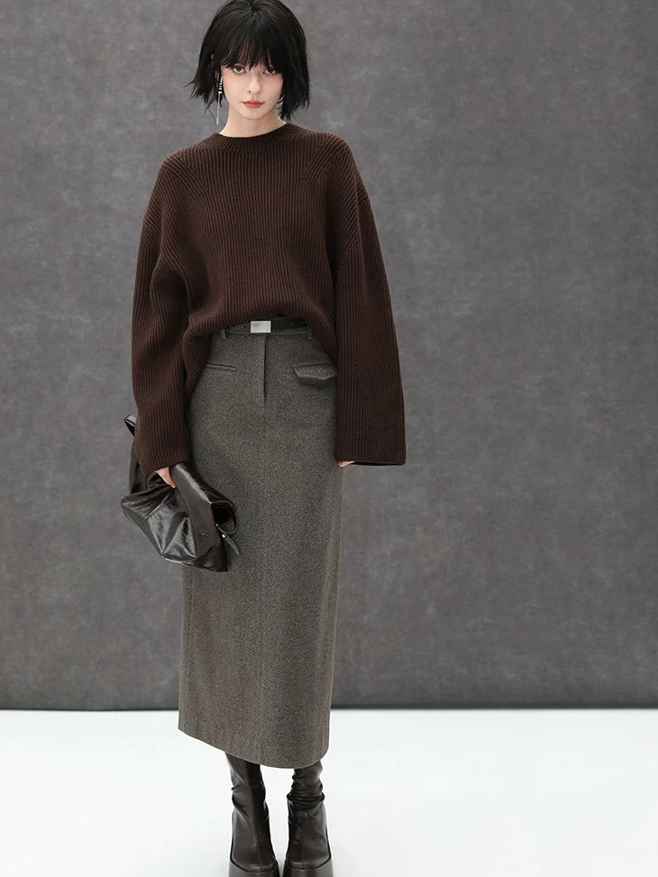 COCOBELLA Thick Acrylic Blend Textured Stitch Straight Fit Office Women Knit Sweater