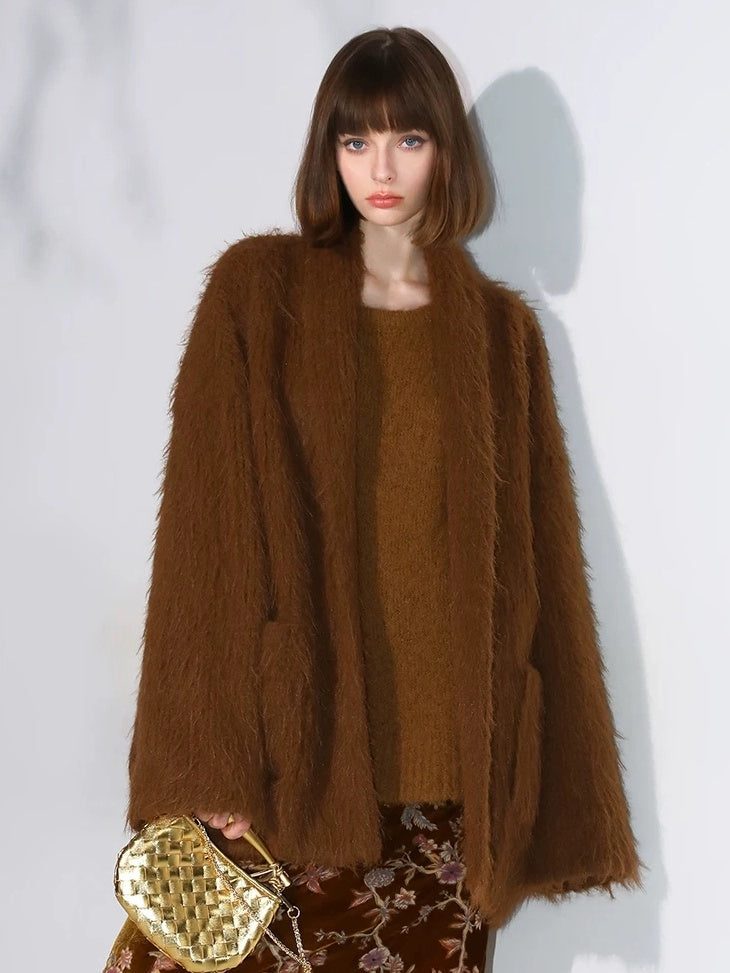 COCOBELLA Thick British Commuter Notched Collar Pocket Women Solid Polyester Coats