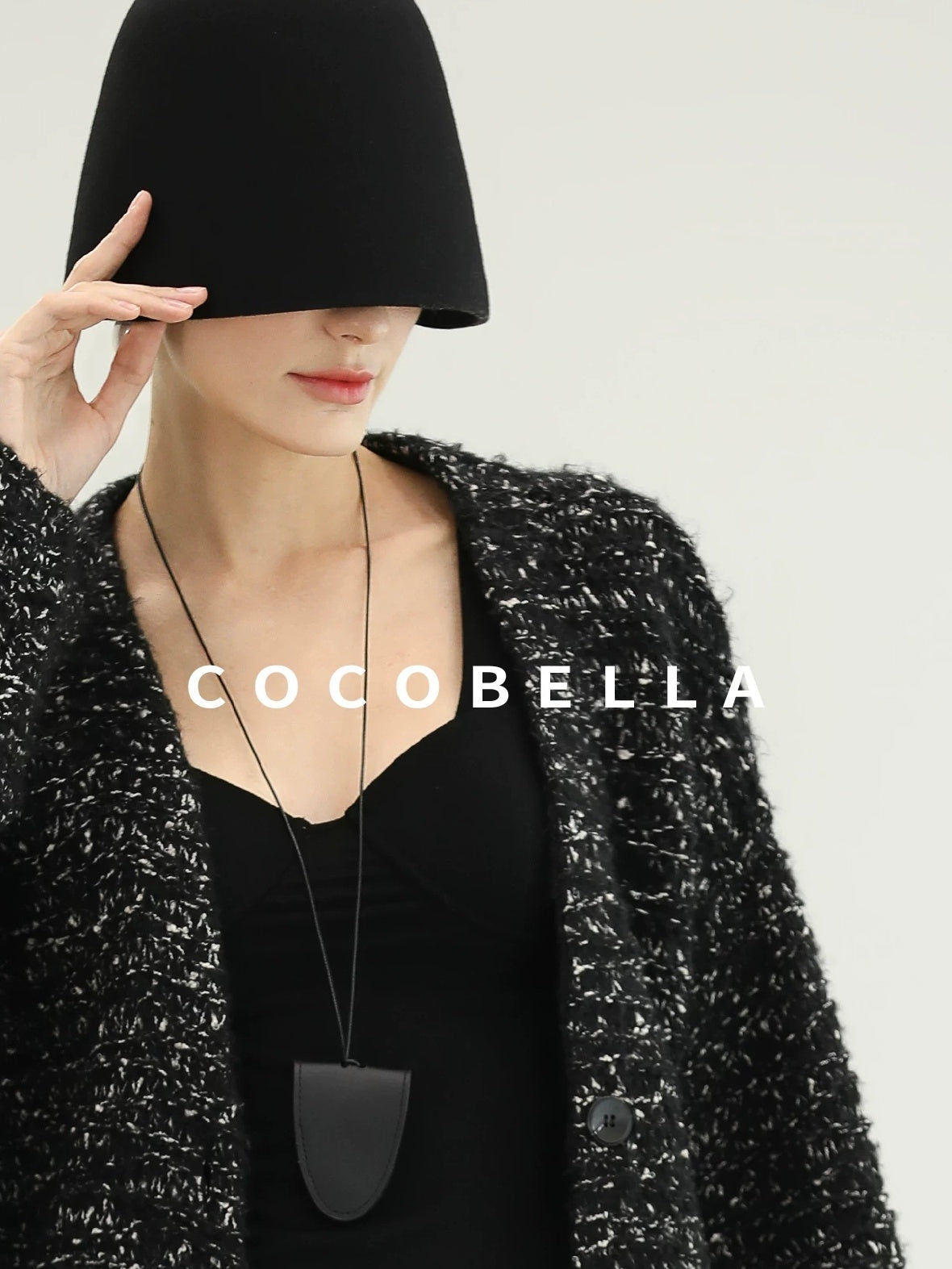 COCOBELLA Thick Commuter Loose Fit Mid Length Longsleeve Buttoned Knit Panda Color Sweater