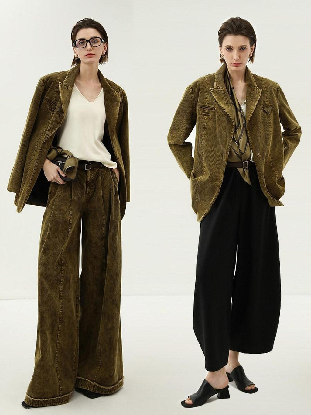 COCOBELLA Thick Cotton Washed Straight Notch Lapel Single Button Women Office Blazers