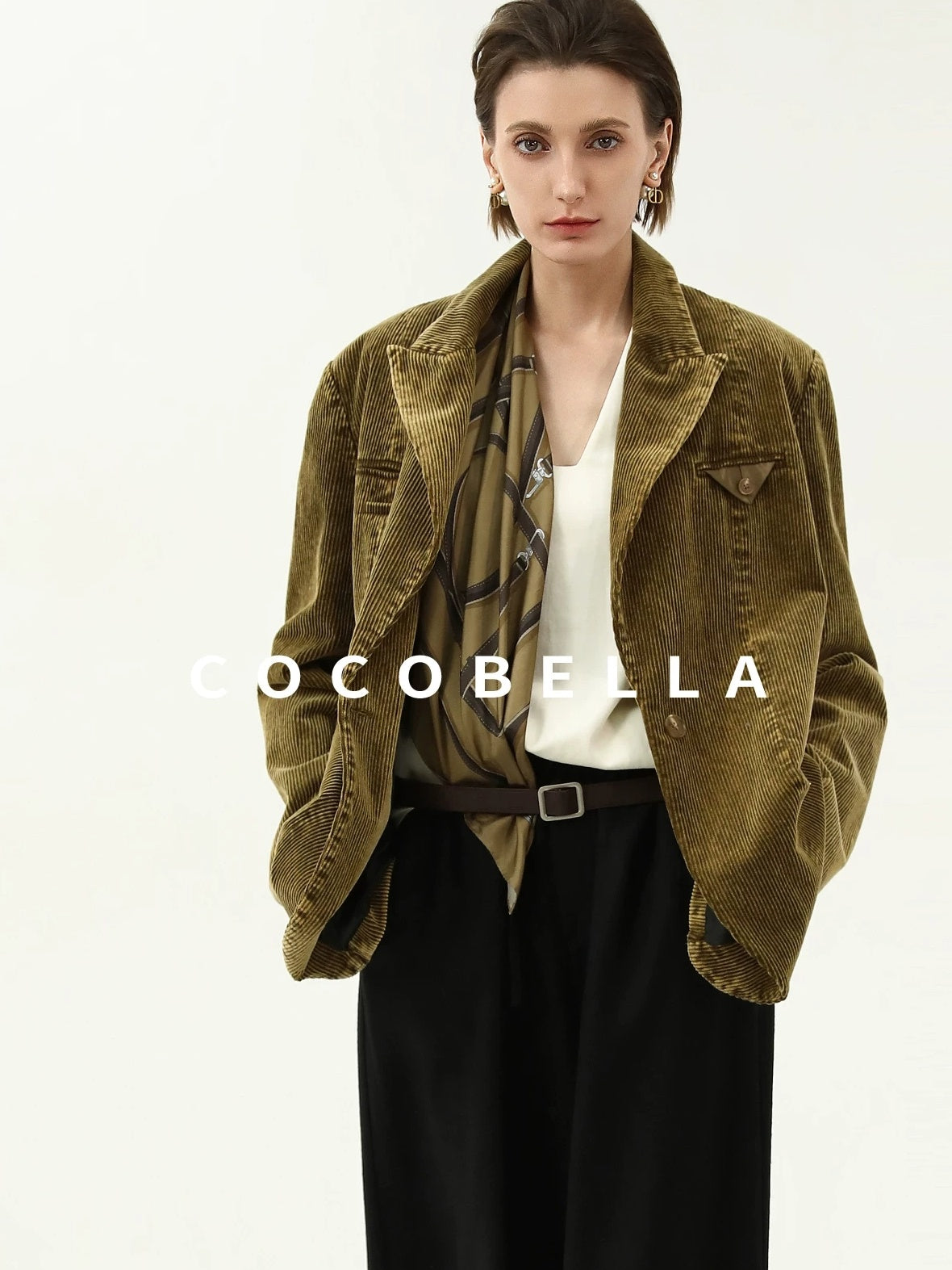 COCOBELLA Thick Cotton Washed Straight Notch Lapel Single Button Women Office Blazers