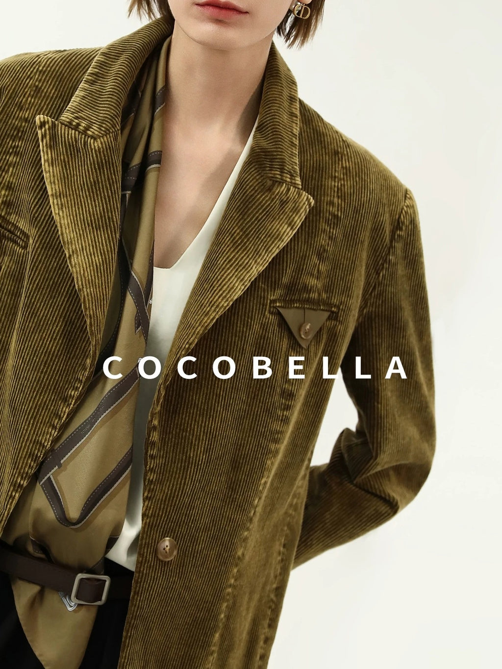 COCOBELLA Thick Cotton Washed Straight Notch Lapel Single Button Women Office Blazers