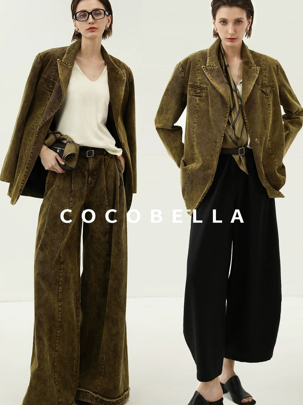 COCOBELLA Thick Cotton Washed Straight Notch Lapel Single Button Women Office Blazers