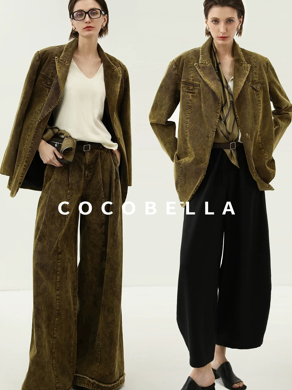 COCOBELLA Thick Cotton Washed Straight Notch Lapel Single Button Women Office Blazers