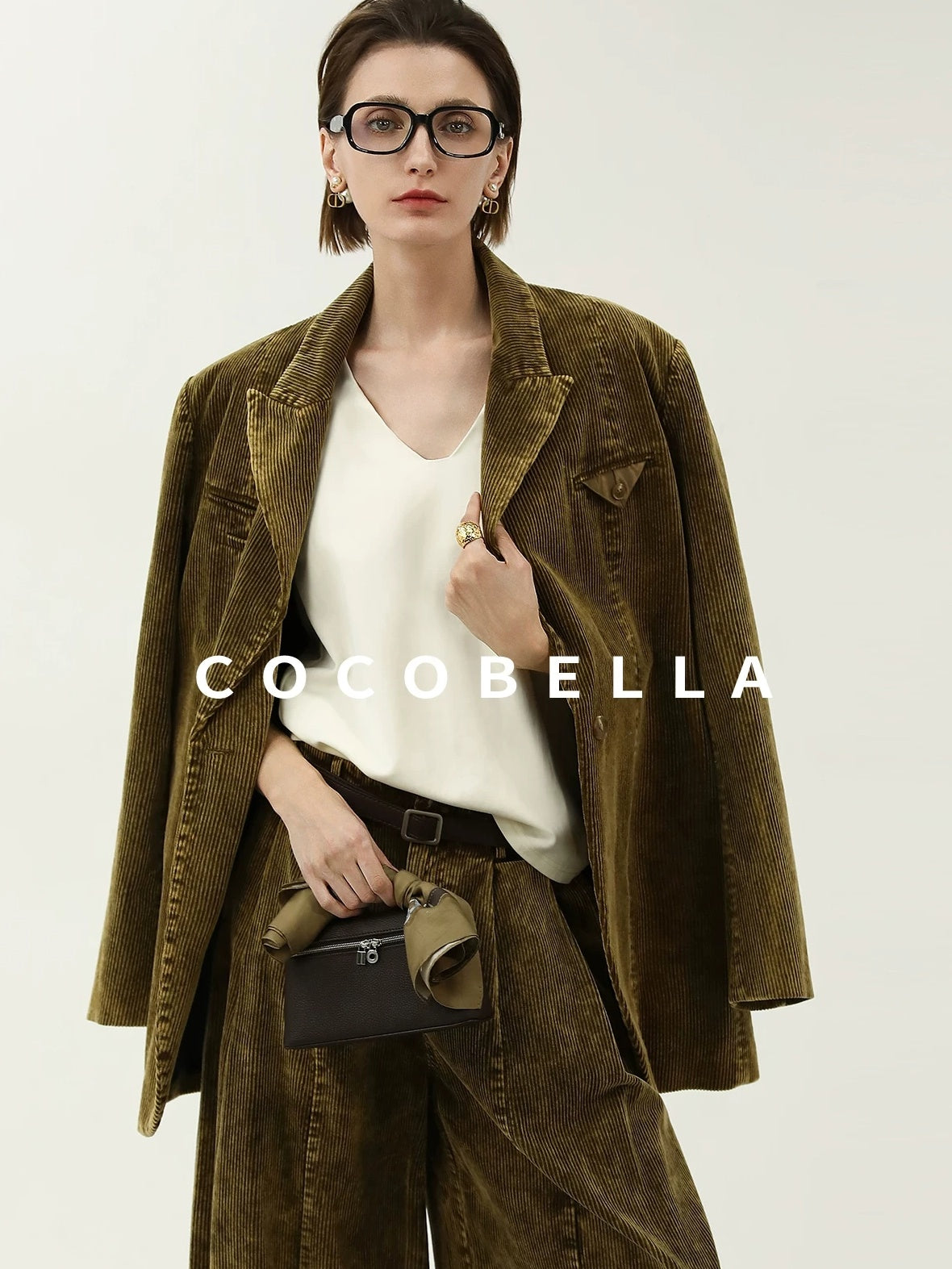 COCOBELLA Thick Cotton Washed Straight Notch Lapel Single Button Women Office Blazers