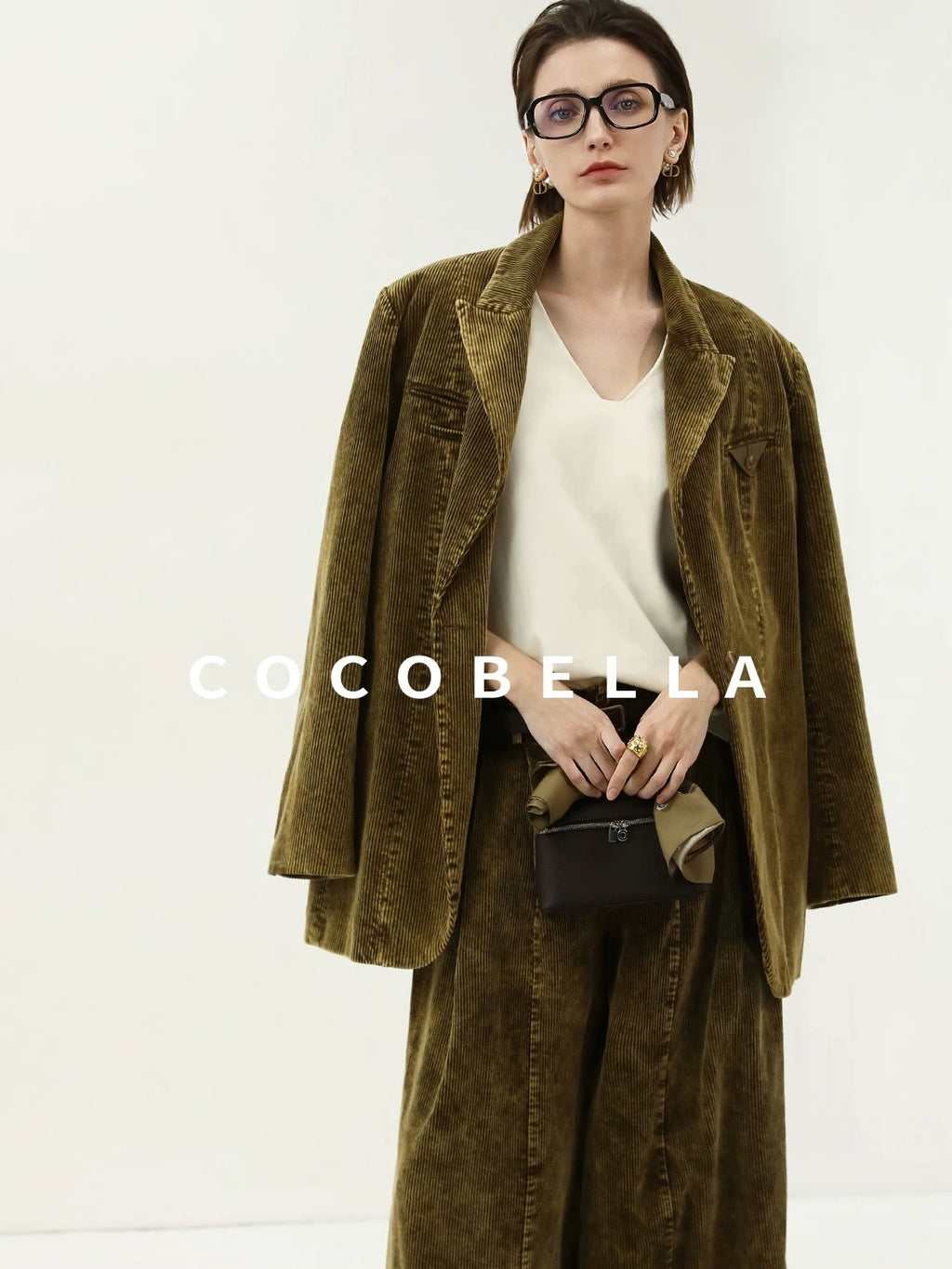 COCOBELLA Thick Cotton Washed Straight Notch Lapel Single Button Women Office Blazers