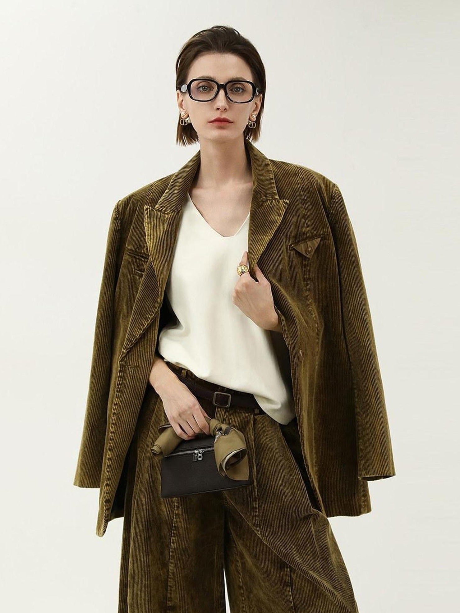 COCOBELLA Thick Cotton Washed Straight Notch Lapel Single Button Women Office Blazers