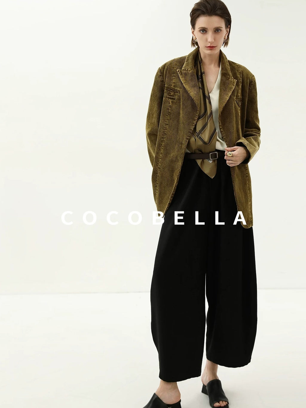 COCOBELLA Thick Cotton Washed Straight Notch Lapel Single Button Women Office Blazers