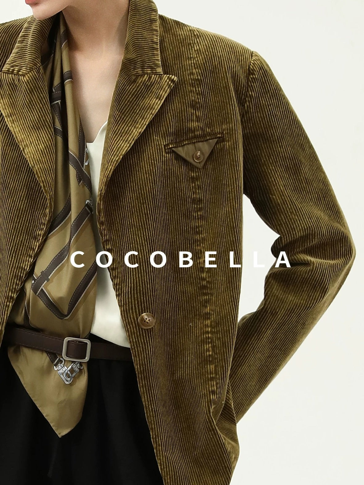 COCOBELLA Thick Cotton Washed Straight Notch Lapel Single Button Women Office Blazers