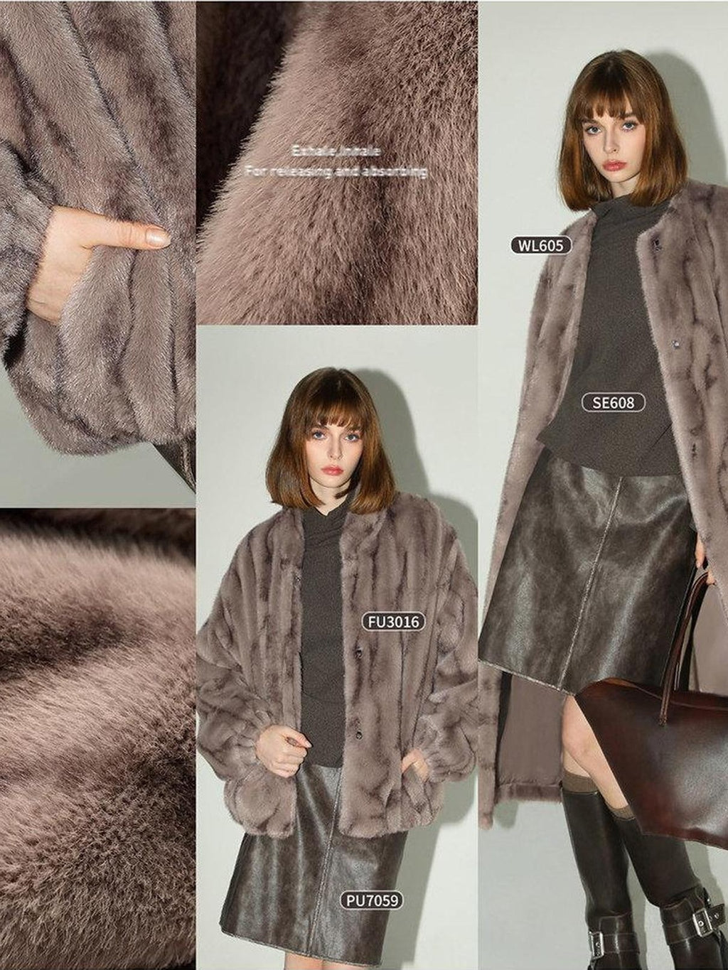 COCOBELLA Thick Faux Fur Longline Loose Fit Round Neck Office Ladies Mink Coats