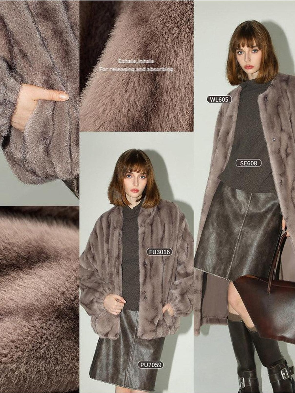 COCOBELLA Thick Faux Fur Longline Loose Fit Round Neck Office Ladies Mink Coats