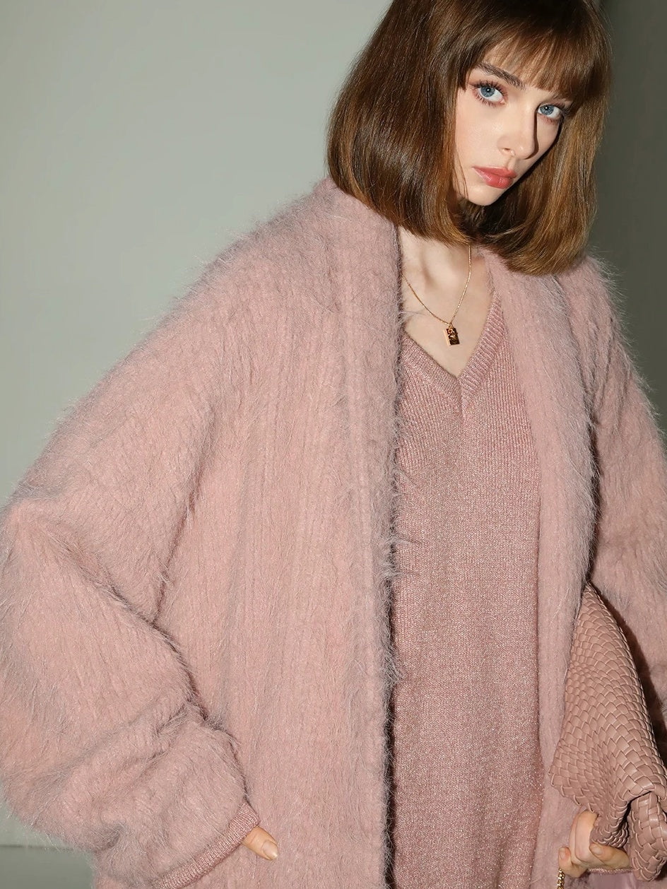 COCOBELLA Thick Lapel Pocket British Commuter Open Front Women Polyester Outerwear Coats