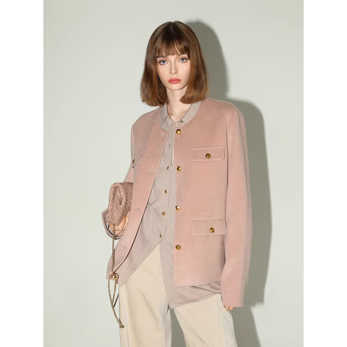 COCOBELLA_Thick_Single_Breasted_Collarless_Straight_Fit_Ladylike_Workwear_Polyester_Blazers_MISSTT