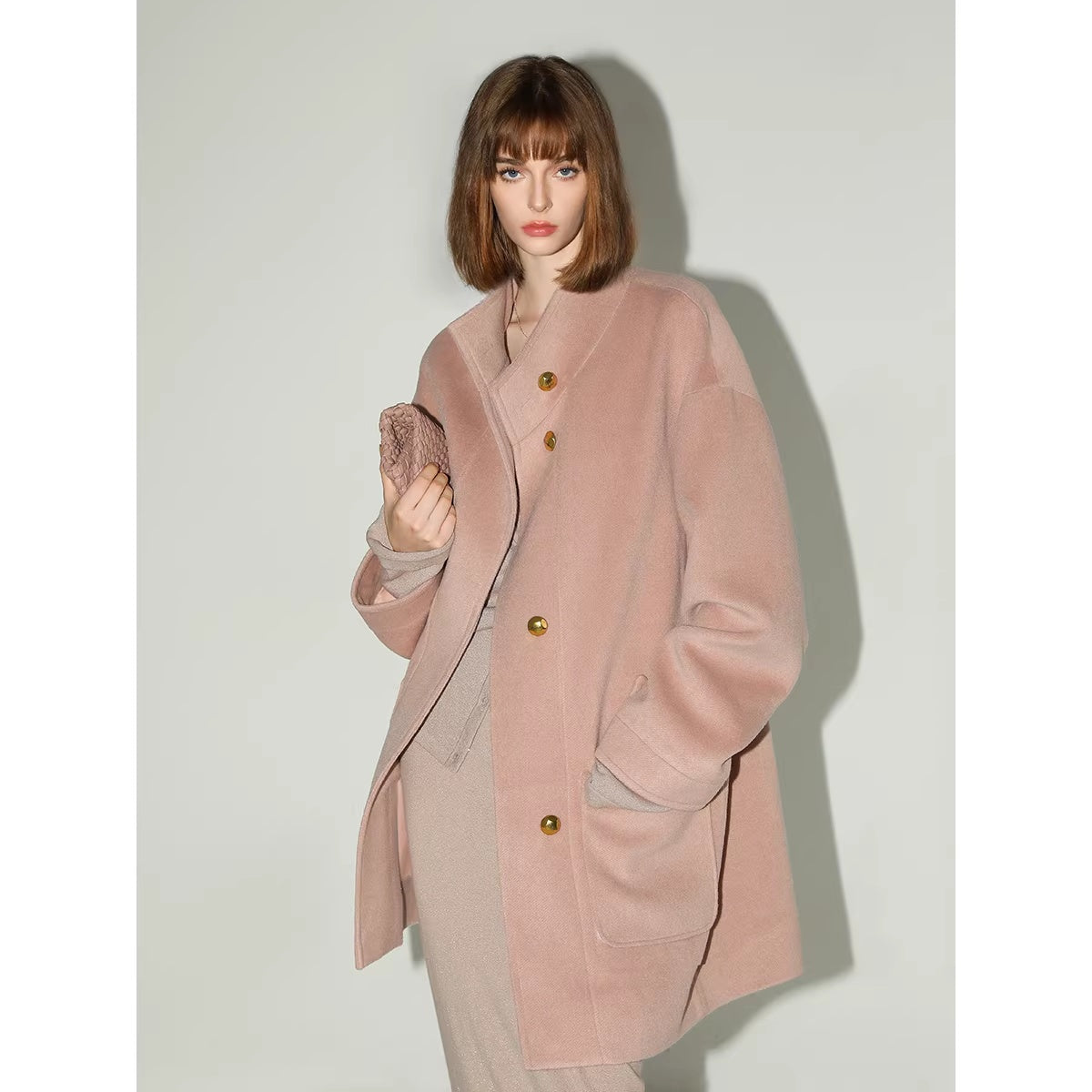 COCOBELLA_Thick_Single_Breasted_Collarless_Straight_Fit_Ladylike_Workwear_Polyester_Blazers_MISSTT