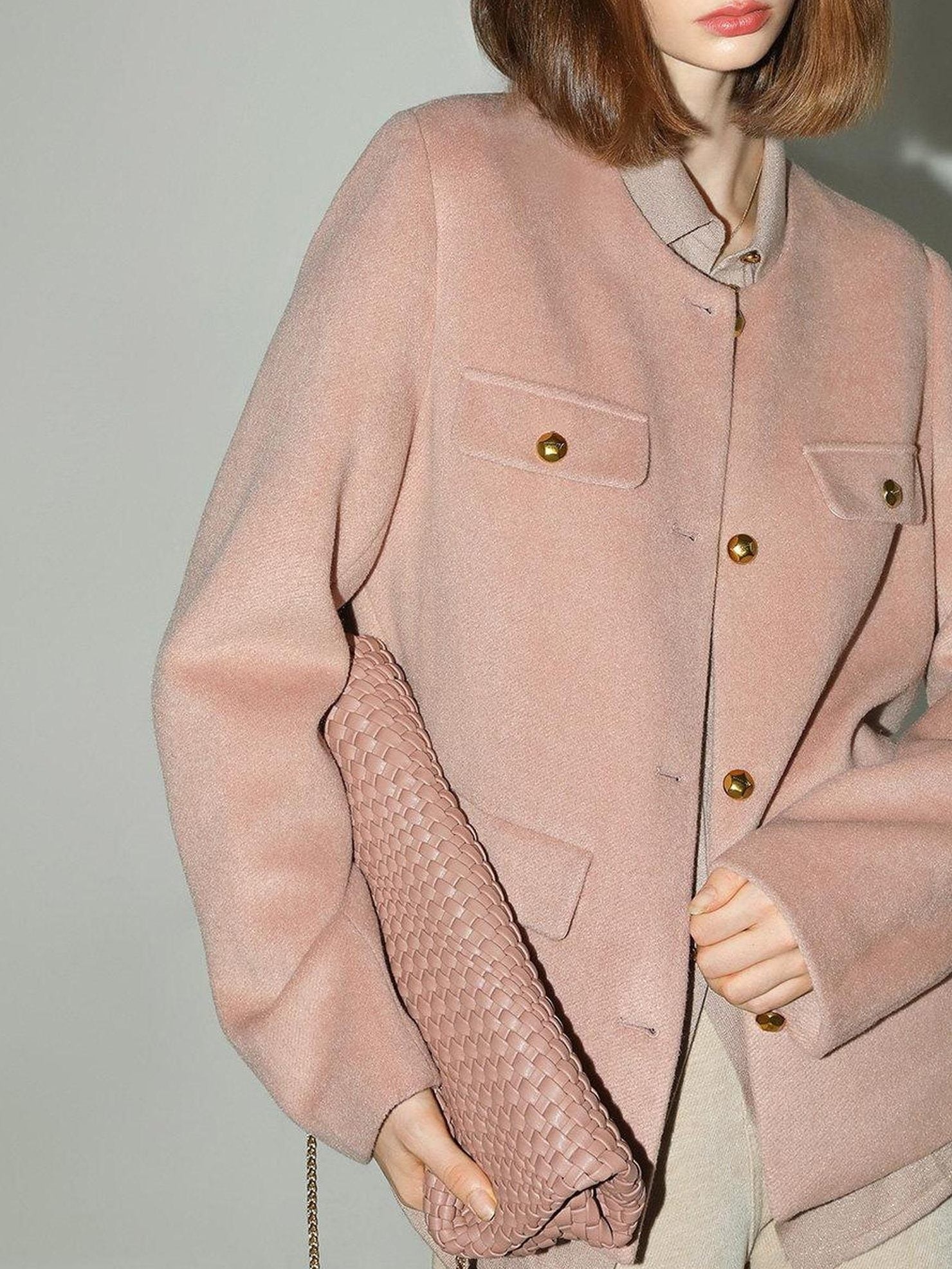 COCOBELLA Thick Single Breasted Collarless Straight Fit Ladylike Workwear Polyester Blazers