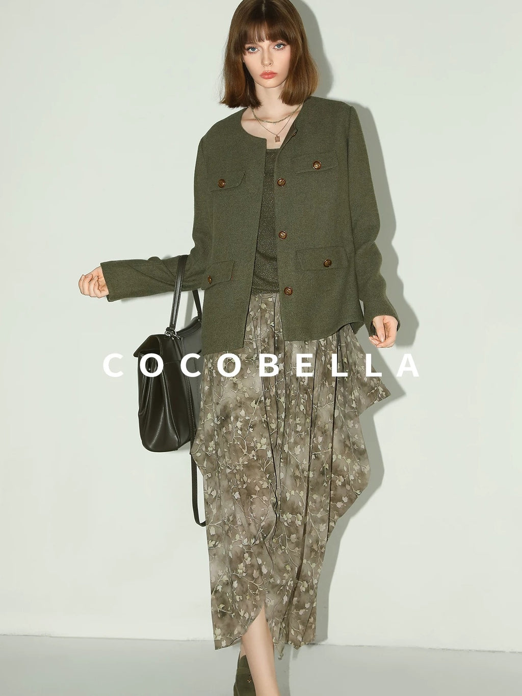 COCOBELLA Thick Single Breasted Collarless Straight Fit Ladylike Workwear Polyester Blazers