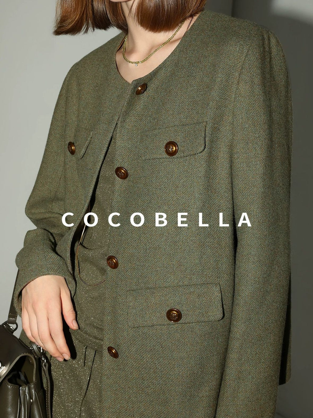 COCOBELLA Thick Single Breasted Collarless Straight Fit Ladylike Workwear Polyester Blazers