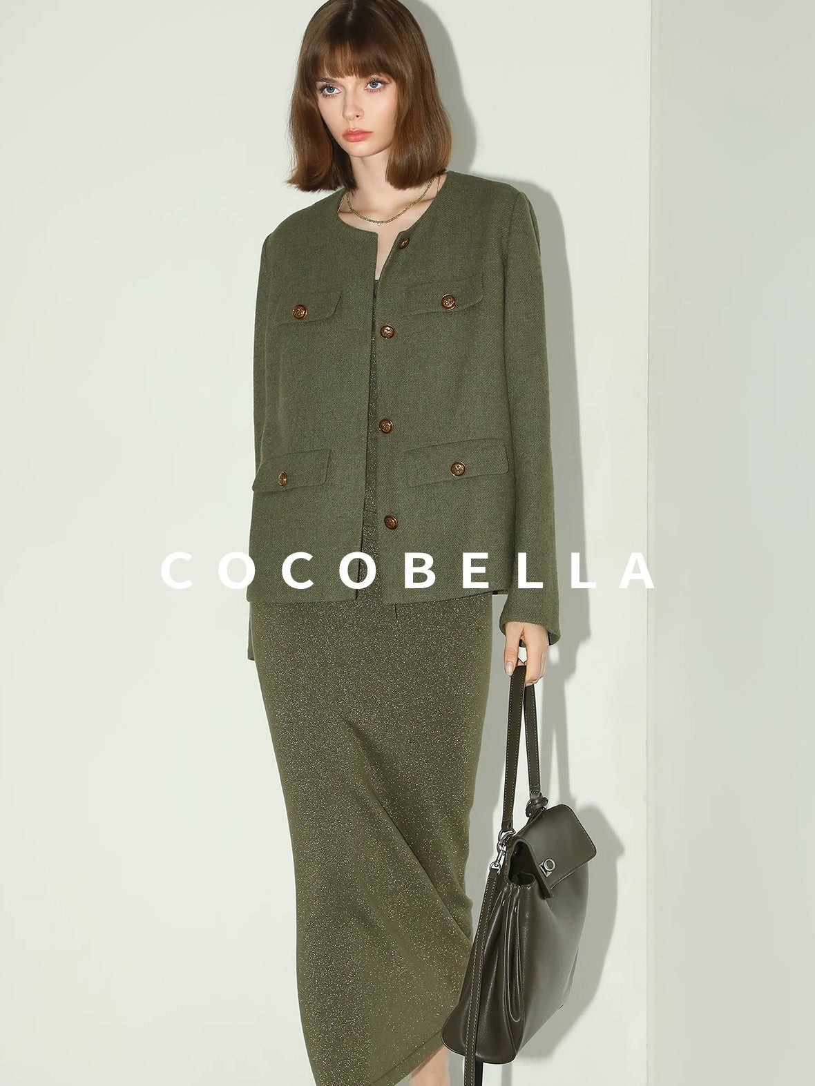 COCOBELLA Thick Single Breasted Collarless Straight Fit Ladylike Workwear Polyester Blazers