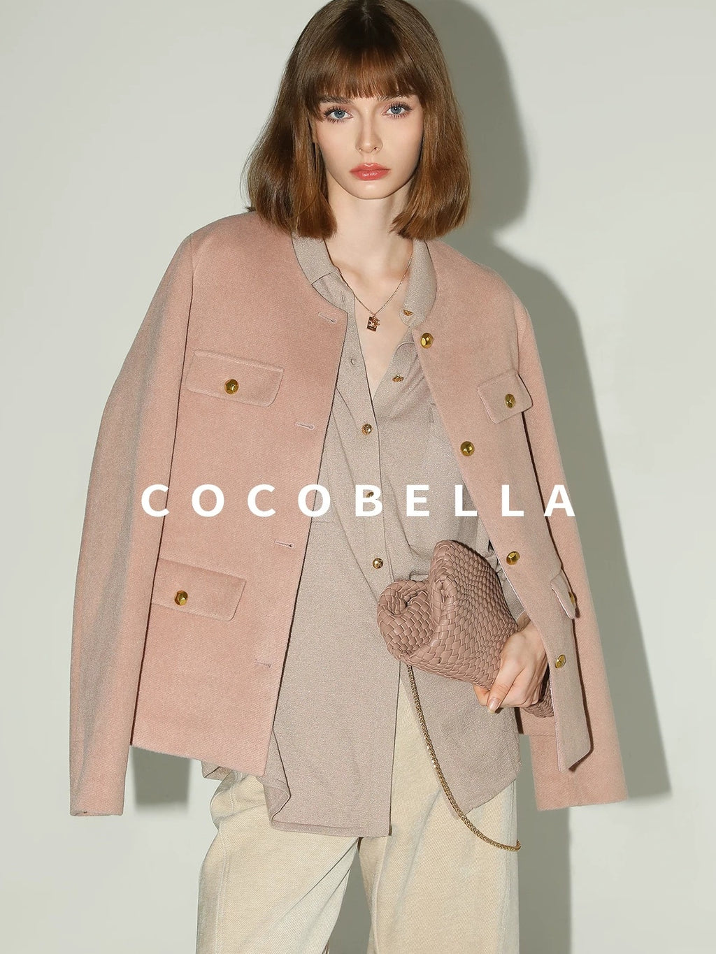 COCOBELLA Thick Single Breasted Collarless Straight Fit Ladylike Workwear Polyester Blazers