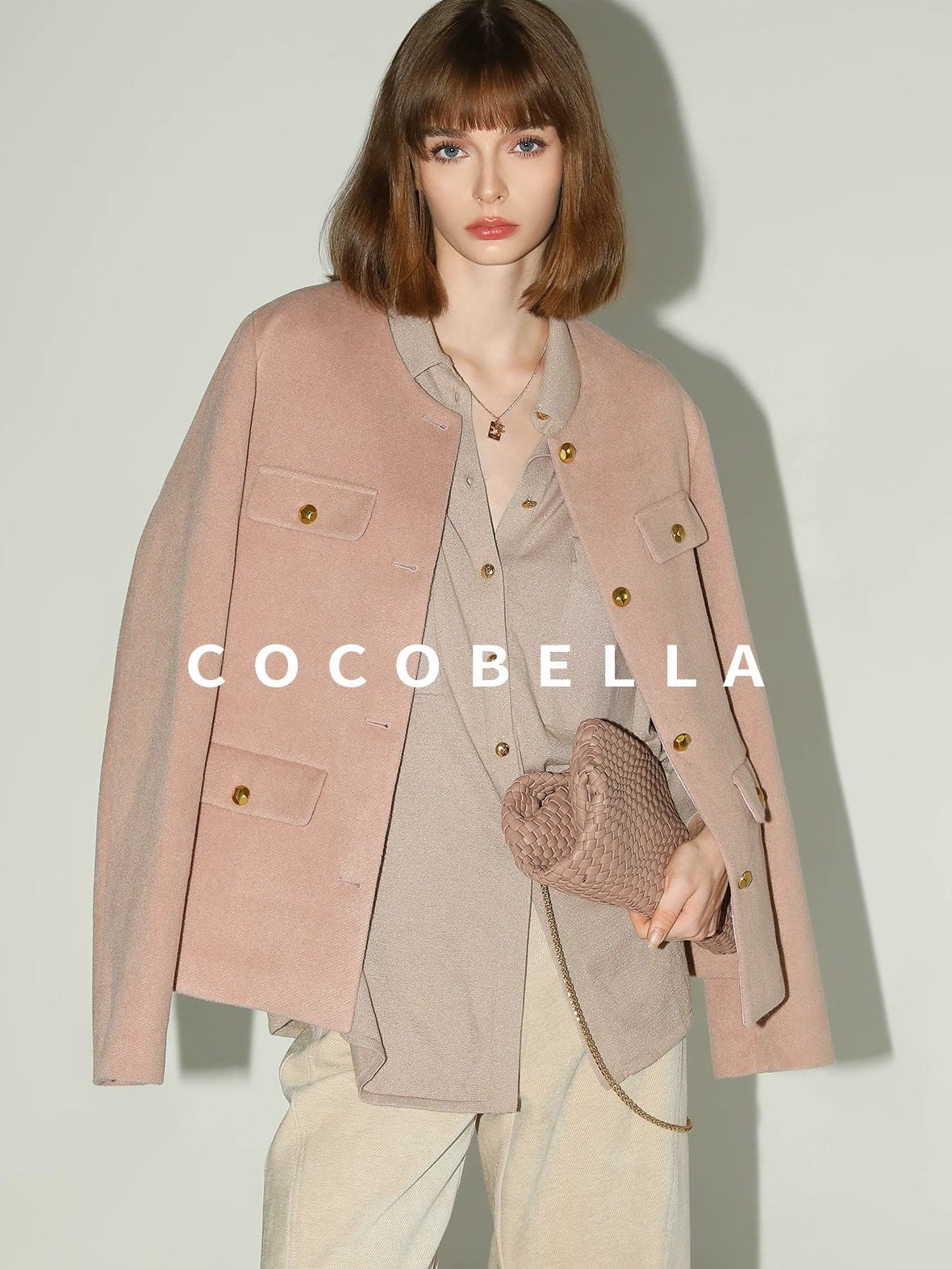 COCOBELLA Thick Single Breasted Collarless Straight Fit Ladylike Workwear Polyester Blazers