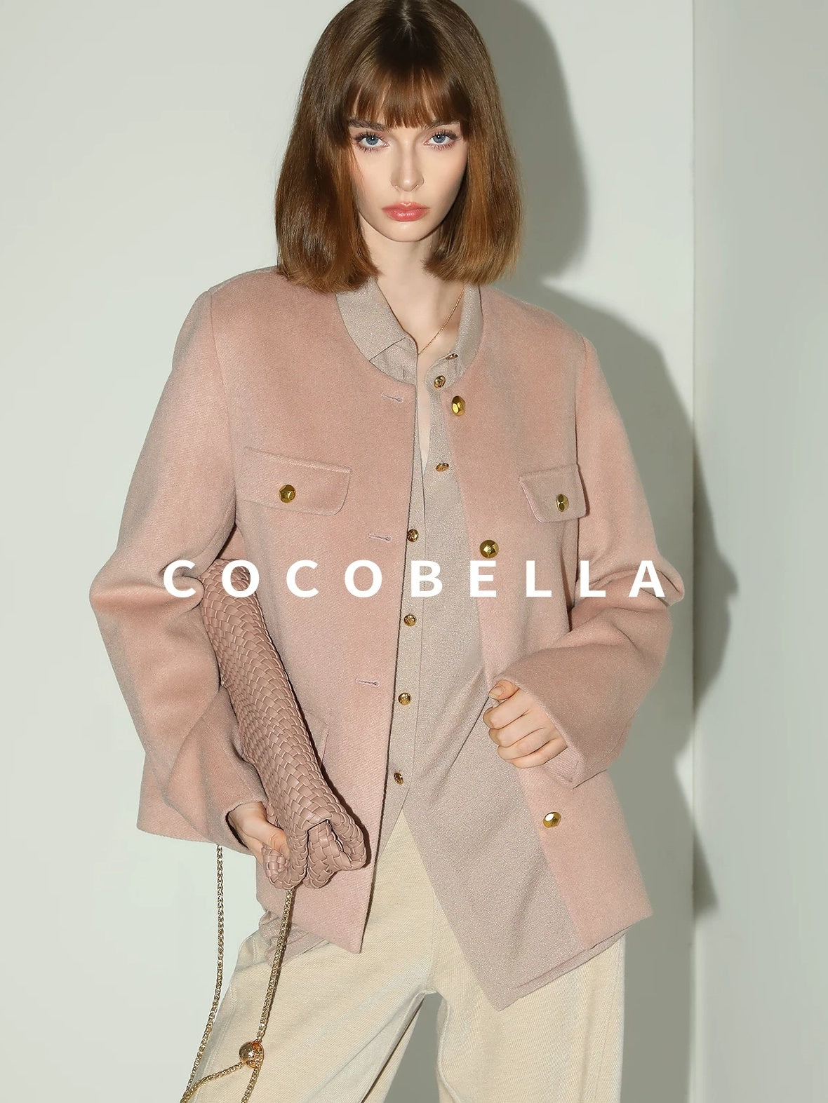 COCOBELLA Thick Single Breasted Collarless Straight Fit Ladylike Workwear Polyester Blazers