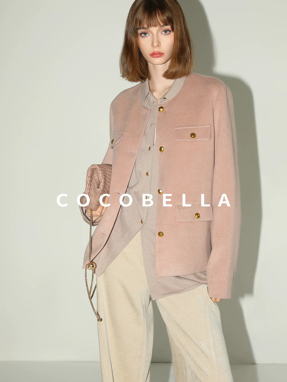 COCOBELLA Thick Single Breasted Collarless Straight Fit Ladylike Workwear Polyester Blazers