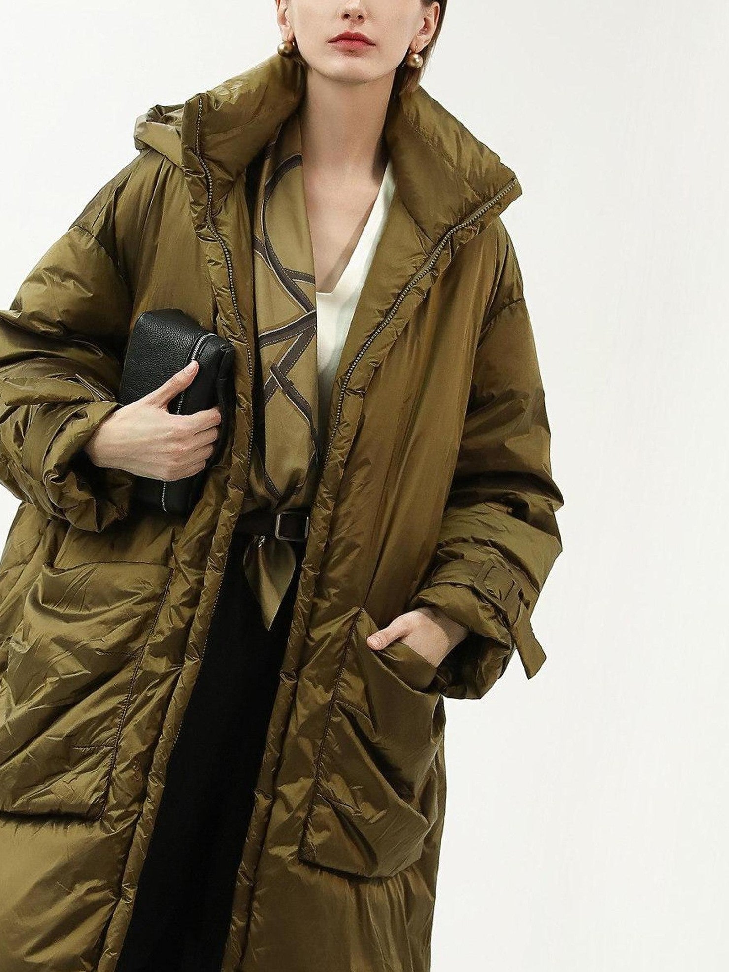 COCOBELLA Thick Warm 90 White Duck Down Minimalist Straight Hooded City Down Jackets