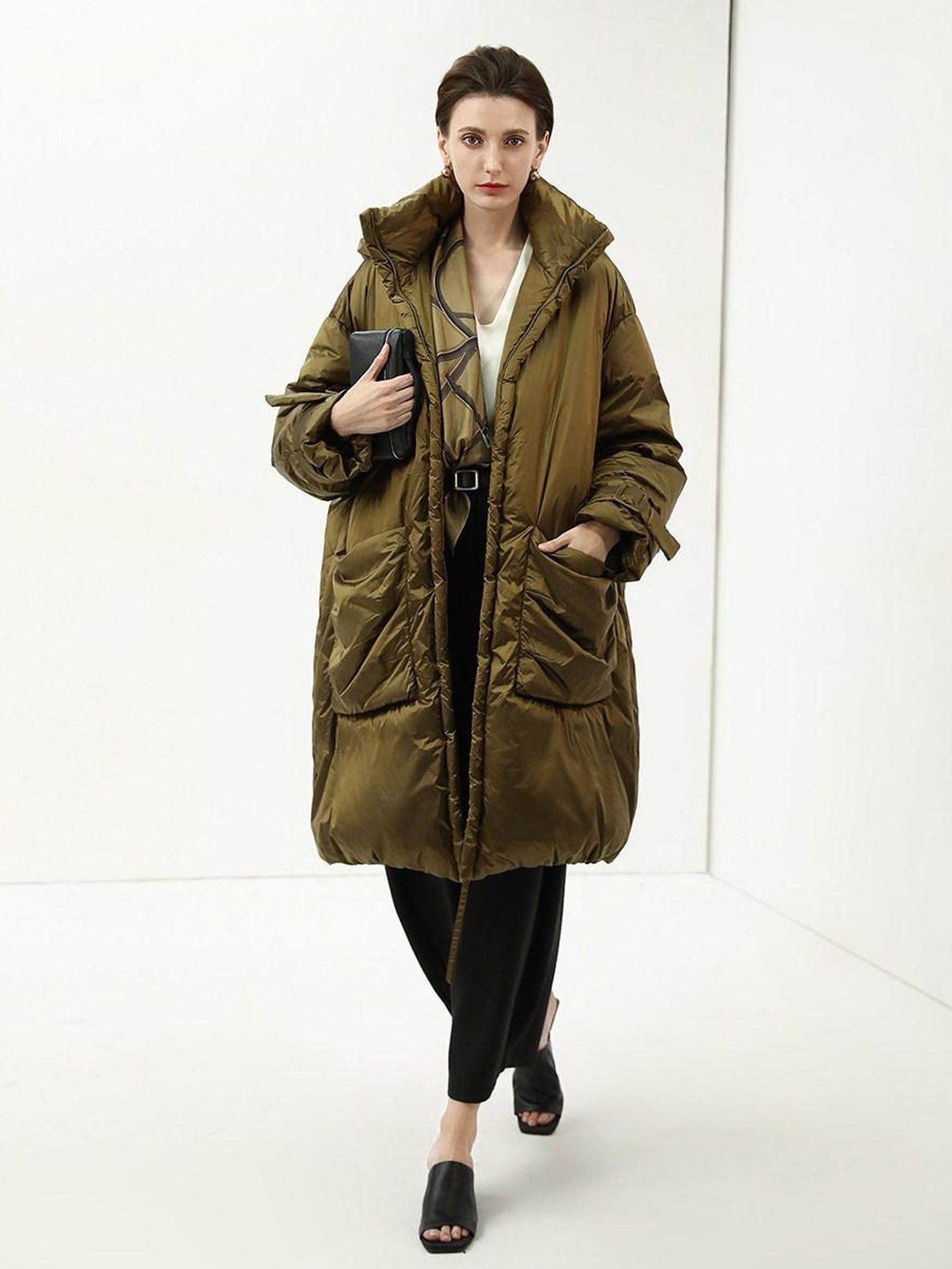 COCOBELLA Thick Warm 90 White Duck Down Minimalist Straight Hooded City Down Jackets