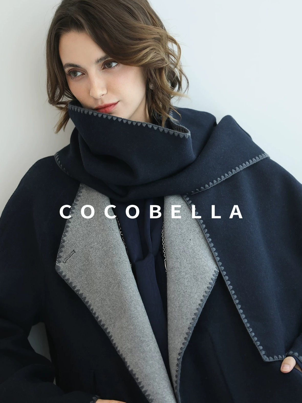 COCOBELLA Thick Wool Blend Longline Single Button Loose Fit Ol Work Wool Overcoats Coats