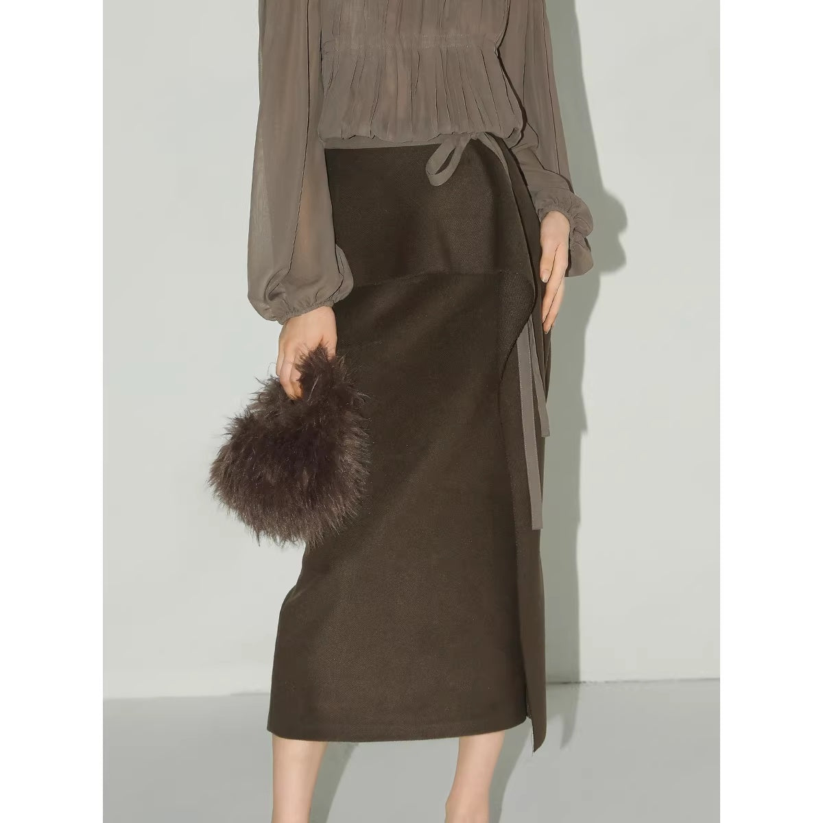 COCOBELLA_Tie_Detail_French_Chic_Straight_Fit_Puff_Long_Sleeve_Women_Polyester_Shirts_MISSTT