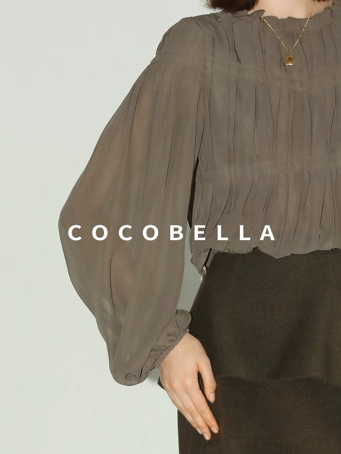 COCOBELLA Tie Detail French Chic Straight Fit Puff Long Sleeve Women Polyester Shirts