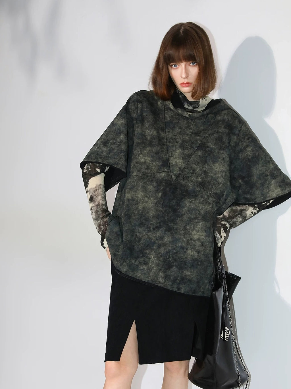 COCOBELLA Tie Dye Patchwork Pocket Crewneck Streetwear Cotton Blend Knit Sweatshirts