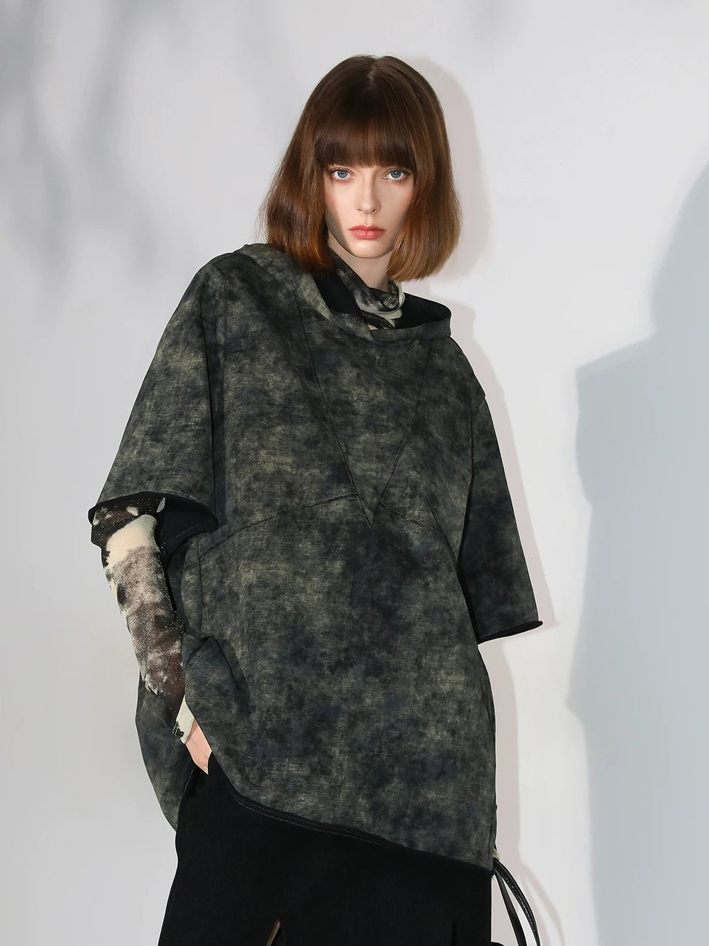 COCOBELLA Tie Dye Patchwork Pocket Crewneck Streetwear Cotton Blend Knit Sweatshirts