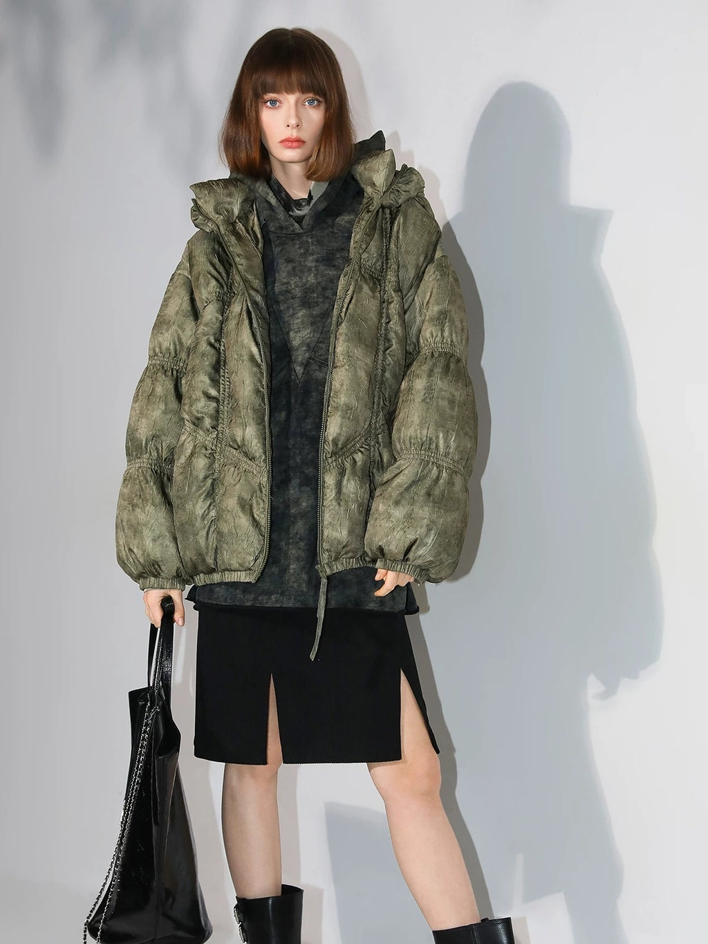 COCOBELLA Tie Dye Patchwork Pocket Crewneck Streetwear Cotton Blend Knit Sweatshirts