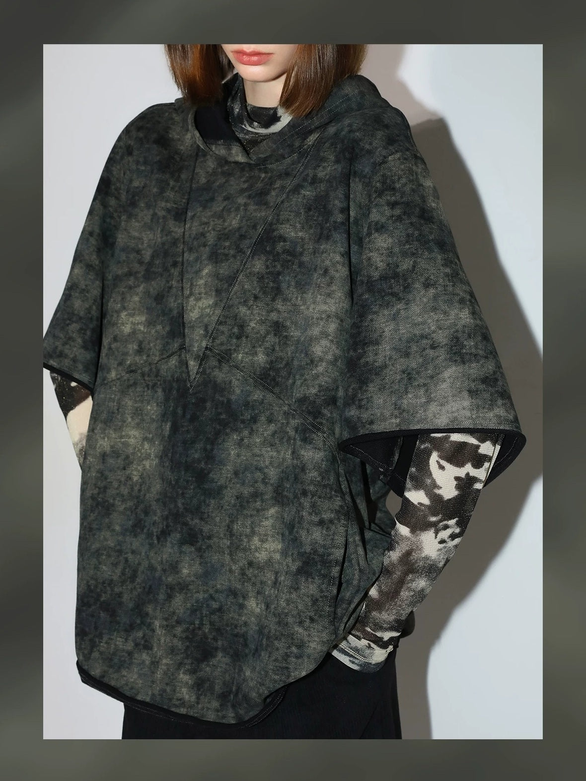 COCOBELLA Tie Dye Patchwork Pocket Crewneck Streetwear Cotton Blend Knit Sweatshirts