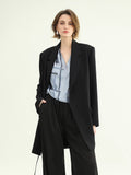 COCOBELLA_Tie_Waist_Pocketed_Straight_Cut_Longline_Women_Office_Black_Polyester_Blazers_MISSTT