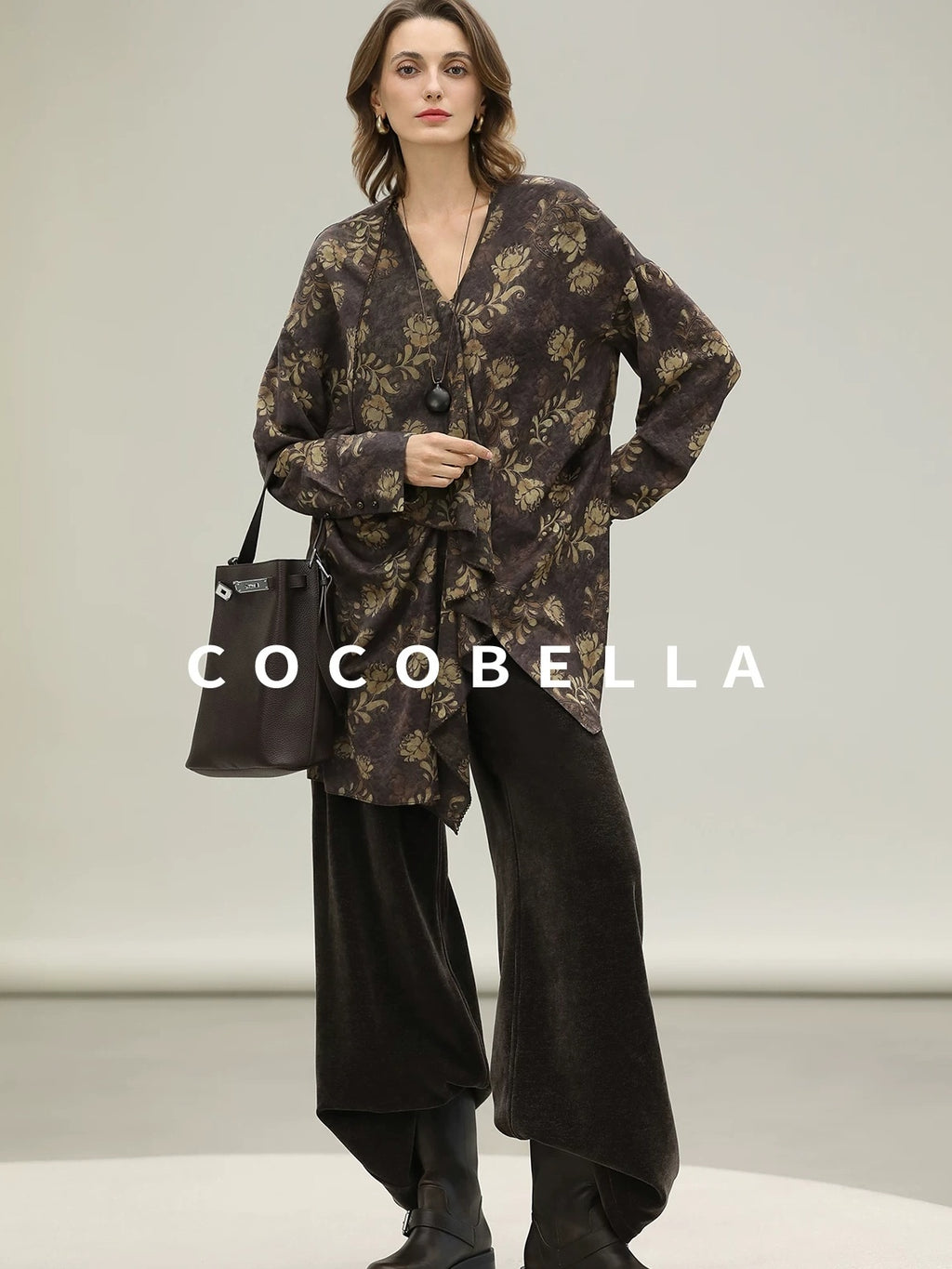 COCOBELLA Uv Protection Elegant Loose Ruffle Asymmetric Long Sleeve Printed Shirts
