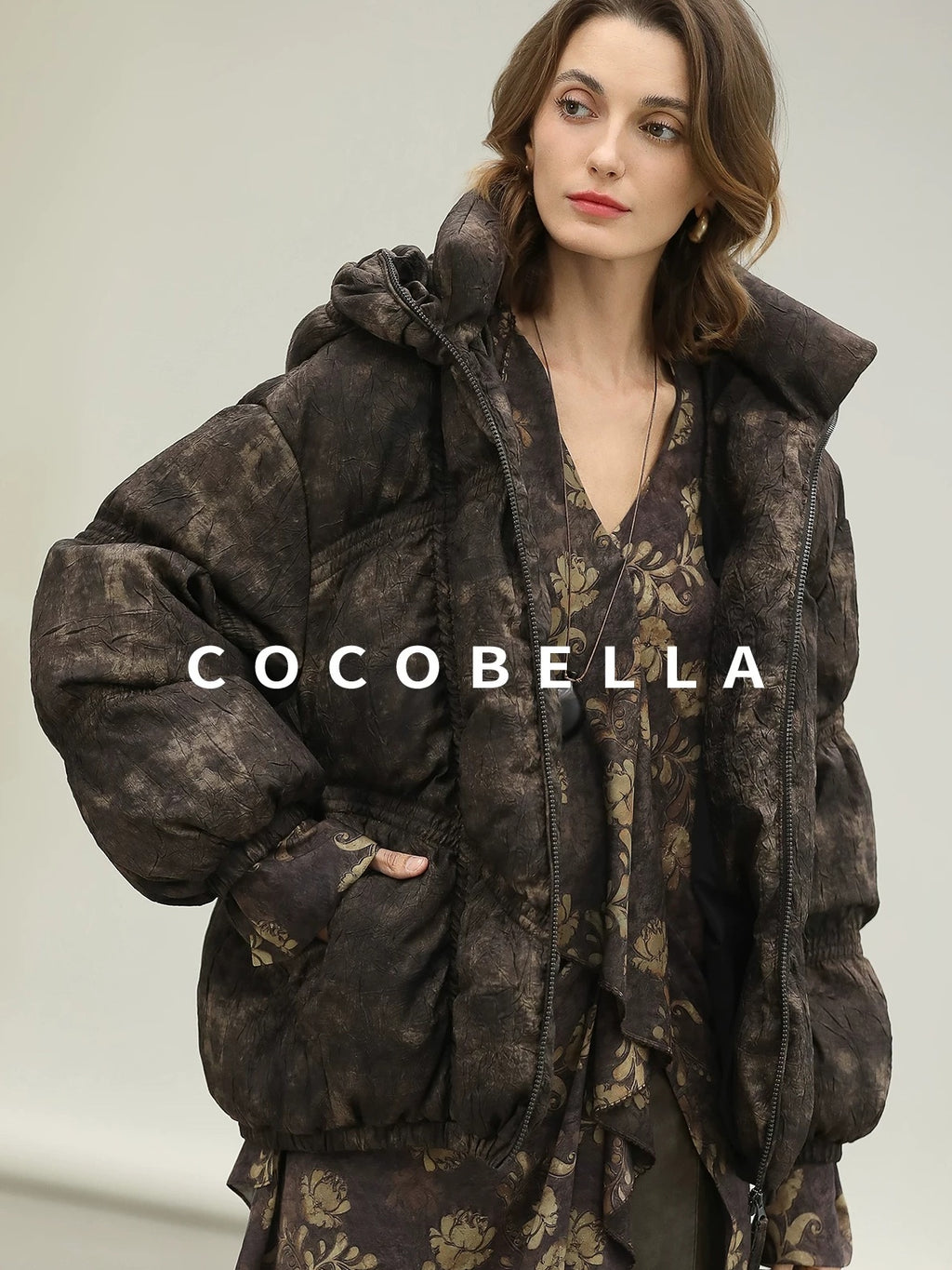 COCOBELLA Uv Protection Elegant Loose Ruffle Asymmetric Long Sleeve Printed Shirts