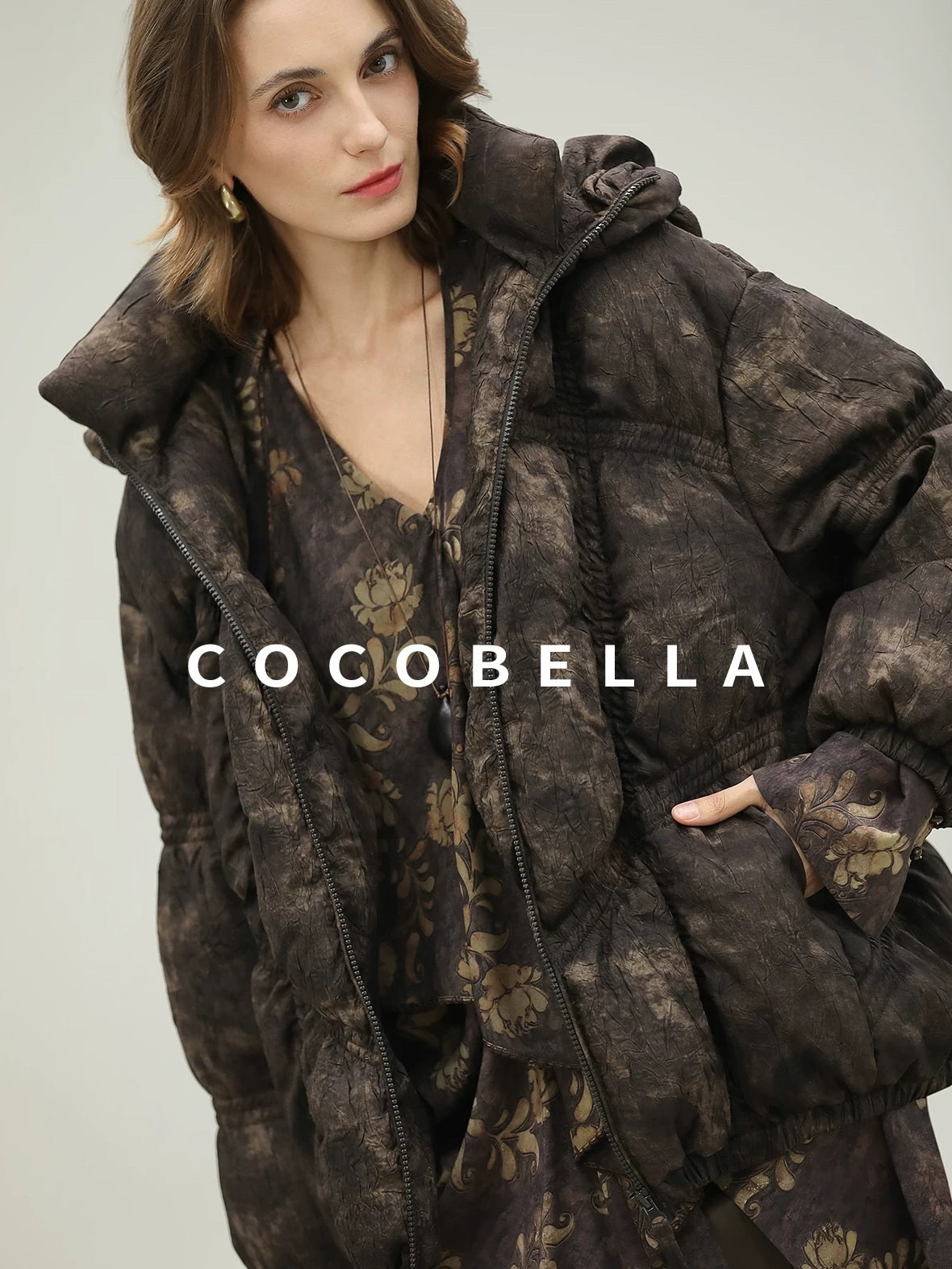 COCOBELLA Uv Protection Elegant Loose Ruffle Asymmetric Long Sleeve Printed Shirts