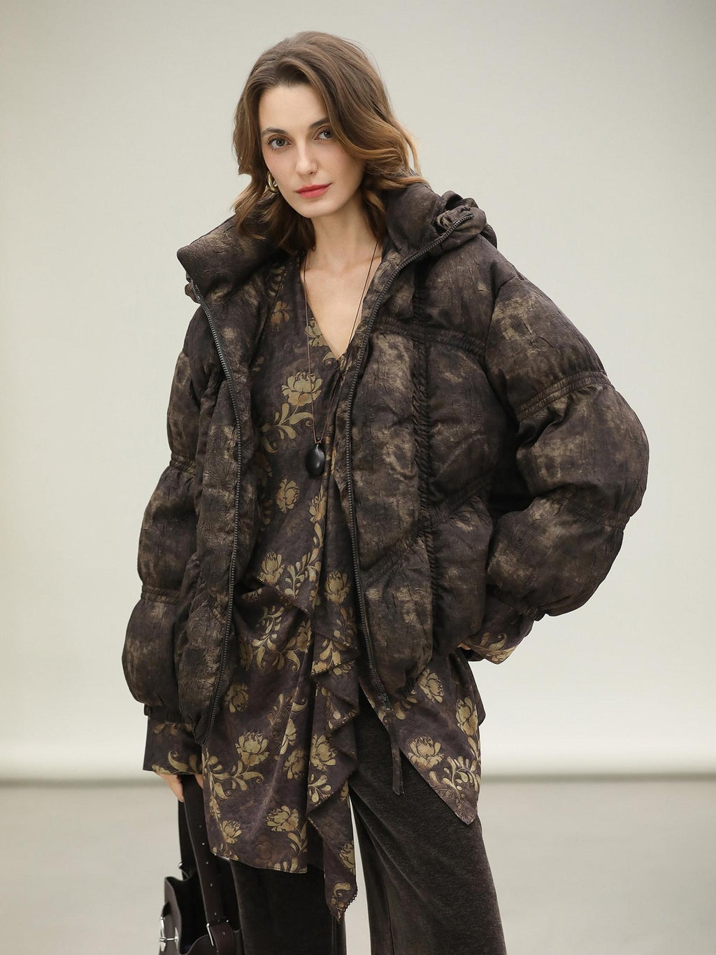 COCOBELLA Uv Protection Elegant Loose Ruffle Asymmetric Long Sleeve Printed Shirts