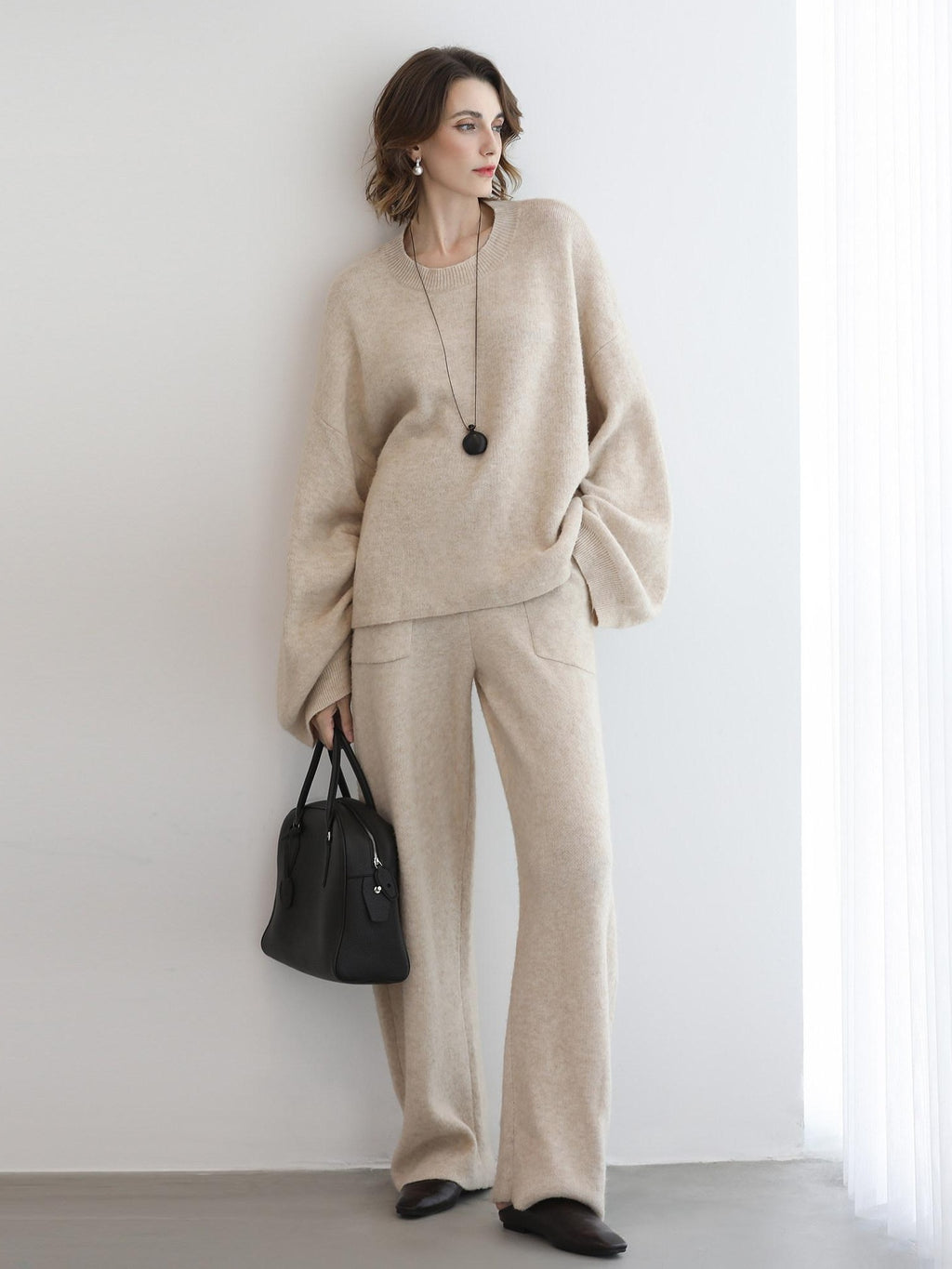 COCOBELLA Versatile 3D Tailored Relaxed Straight Leg Natural Waist Knitted Women Pants