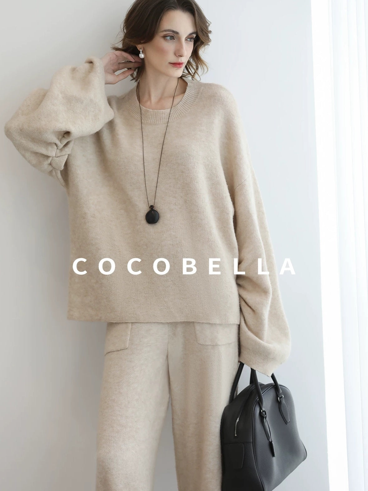 COCOBELLA Versatile 3D Tailored Relaxed Straight Leg Natural Waist Knitted Women Pants