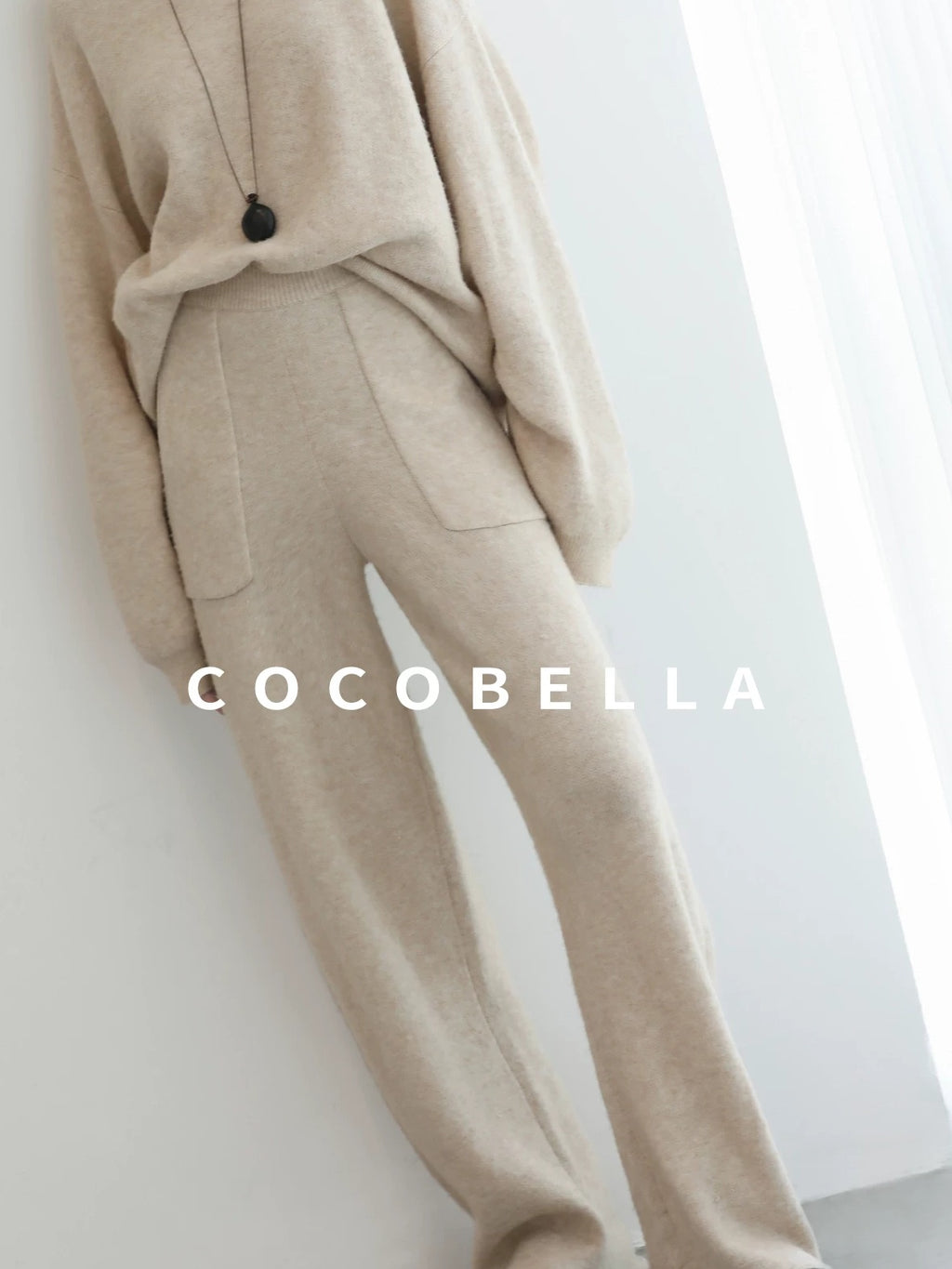 COCOBELLA Versatile 3D Tailored Relaxed Straight Leg Natural Waist Knitted Women Pants