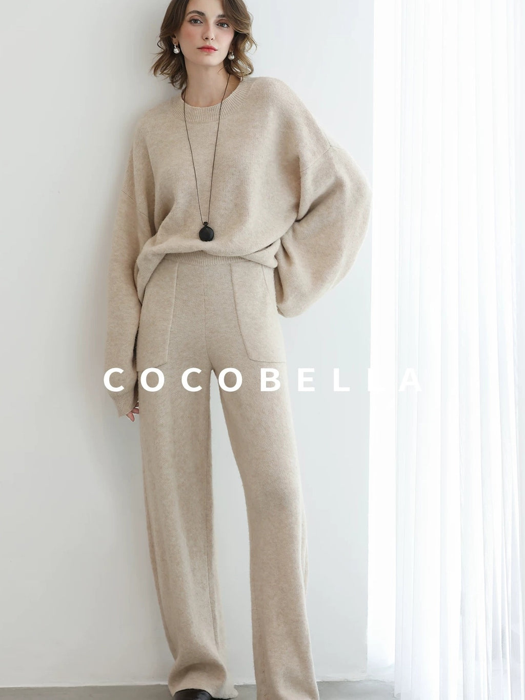 COCOBELLA Versatile 3D Tailored Relaxed Straight Leg Natural Waist Knitted Women Pants