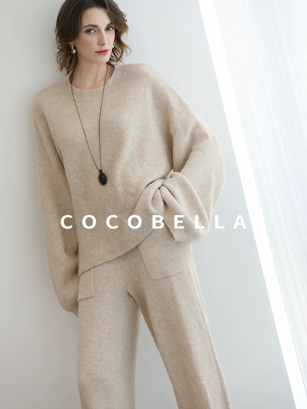 COCOBELLA Versatile 3D Tailored Relaxed Straight Leg Natural Waist Knitted Women Pants