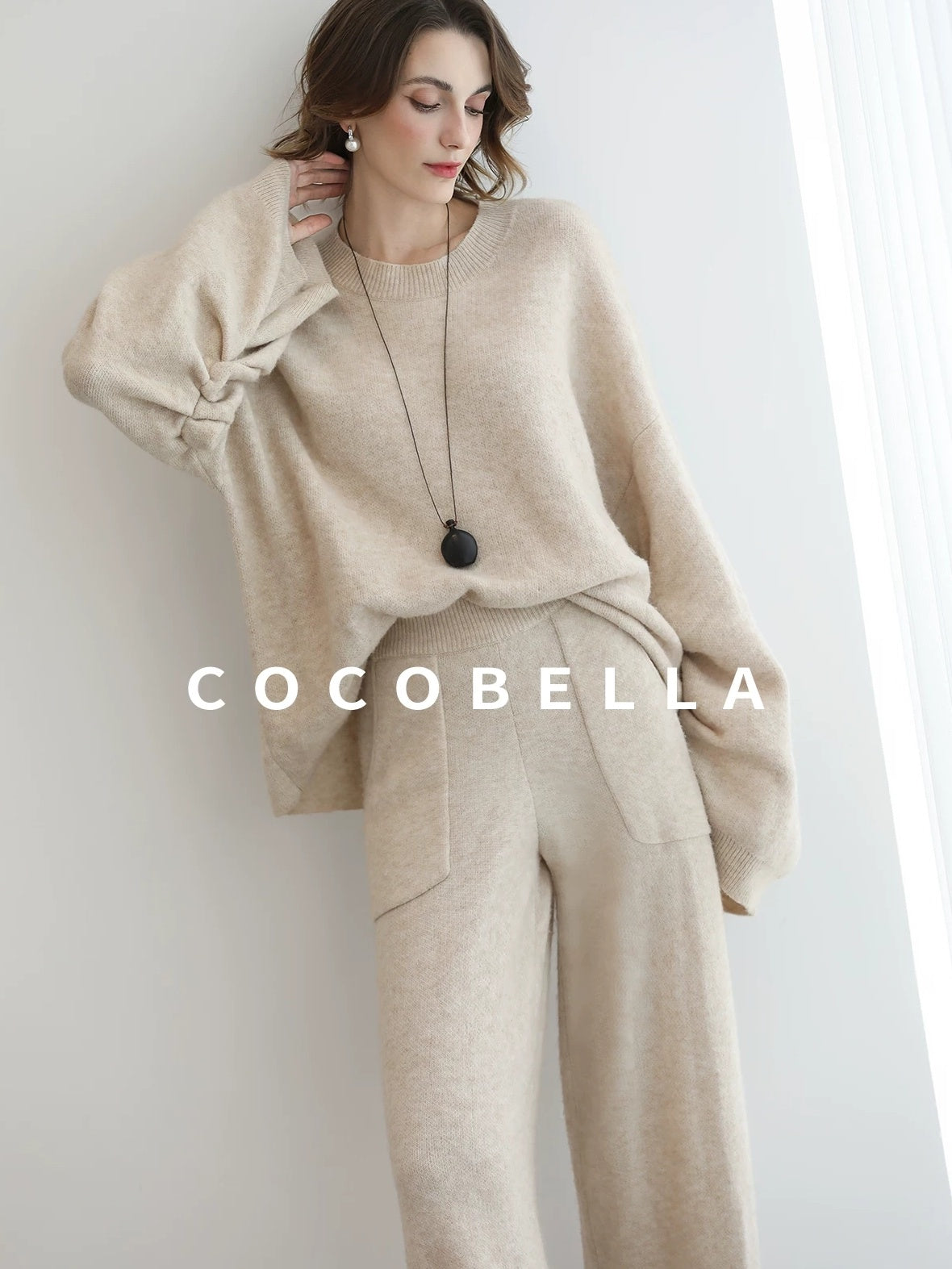 COCOBELLA Versatile 3D Tailored Relaxed Straight Leg Natural Waist Knitted Women Pants