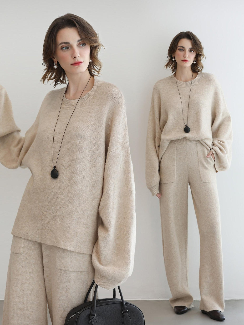 COCOBELLA Versatile 3D Tailored Relaxed Straight Leg Natural Waist Knitted Women Pants